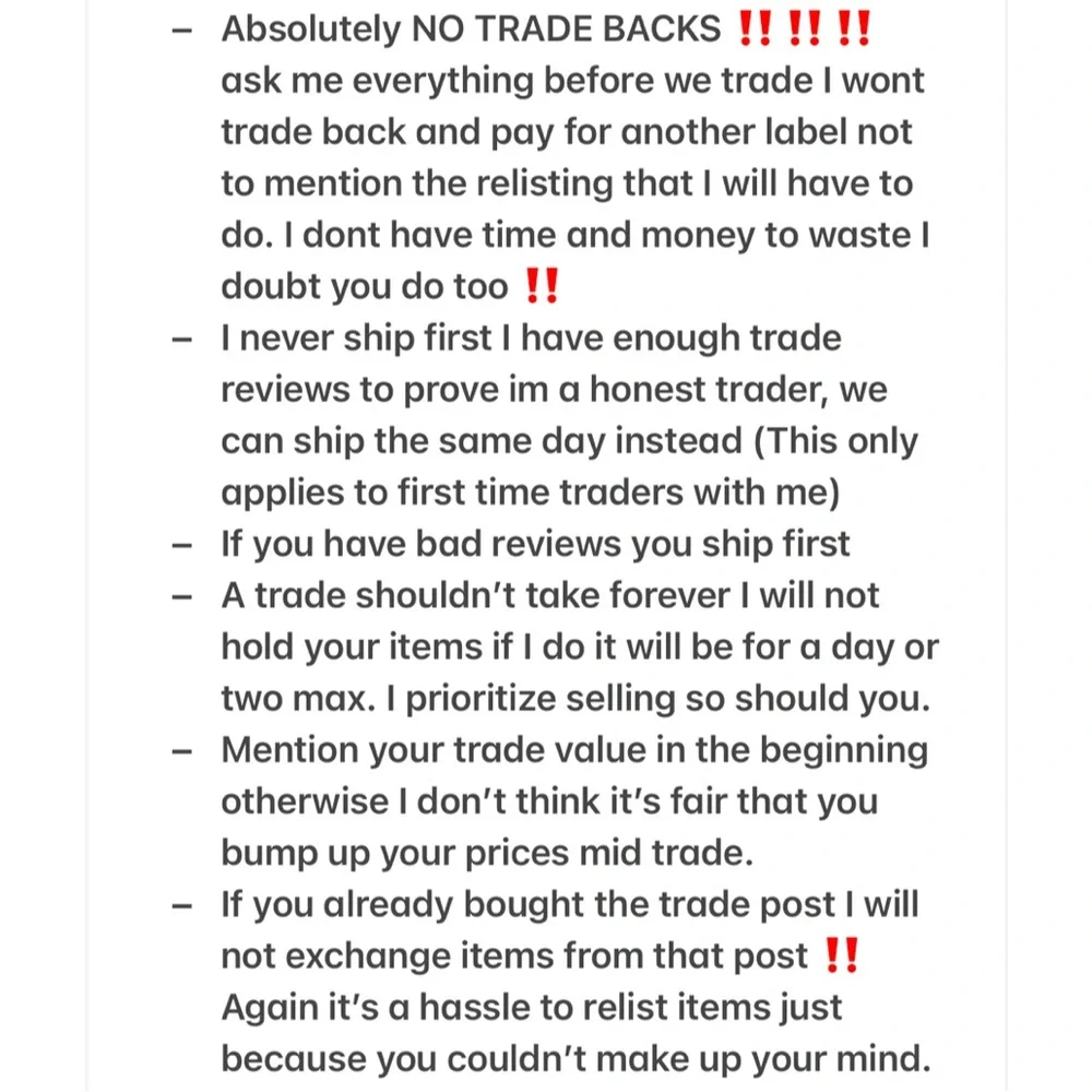 ‼️ TRADE POLICIES ‼️ - Picture 3 of 5